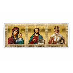 Икона в машину, триптих из пластика на липучке, 5.5x12 см