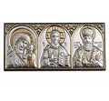 Греческая икона в машину, триптих из металла (серебрение) на липучке, 3.4x7.7 см
