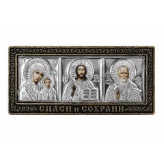 Икона в машину, триптих из пластика на липучке, 4x9 см