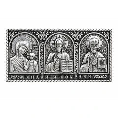 Икона в машину, триптих из металла (гальваника) на липучке, 3.2x6.5 см
